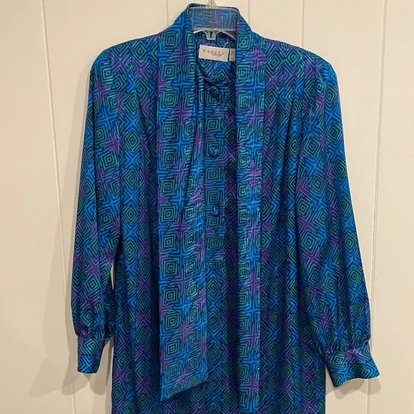 Vintage Papell Boutique Bow Neck Tie Dress - Picture 4 of 12